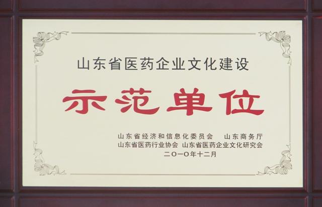 山東省醫藥企業文化建設示范單位